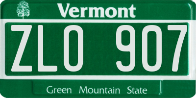 VT license plate ZLO907