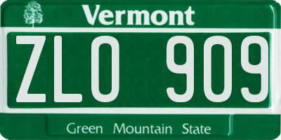 VT license plate ZLO909