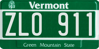VT license plate ZLO911