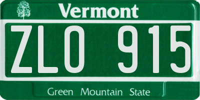 VT license plate ZLO915
