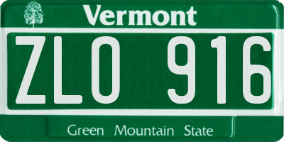 VT license plate ZLO916