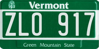 VT license plate ZLO917