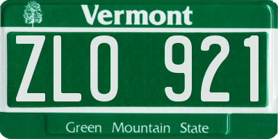 VT license plate ZLO921