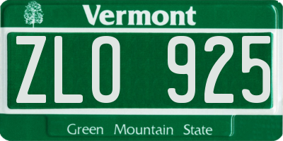 VT license plate ZLO925