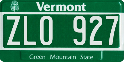 VT license plate ZLO927