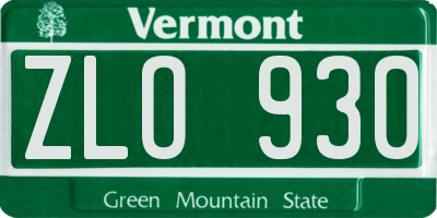 VT license plate ZLO930