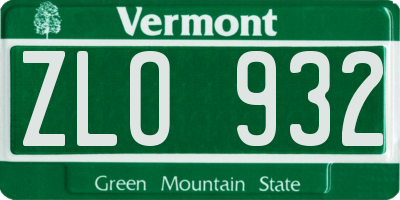 VT license plate ZLO932