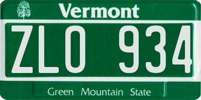 VT license plate ZLO934