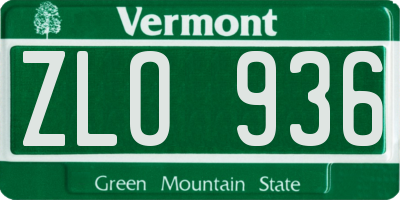 VT license plate ZLO936