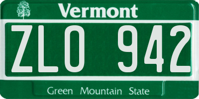 VT license plate ZLO942