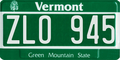 VT license plate ZLO945