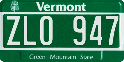 VT license plate ZLO947