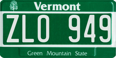 VT license plate ZLO949