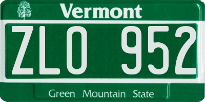 VT license plate ZLO952