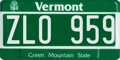 VT license plate ZLO959