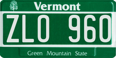 VT license plate ZLO960