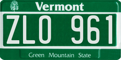 VT license plate ZLO961