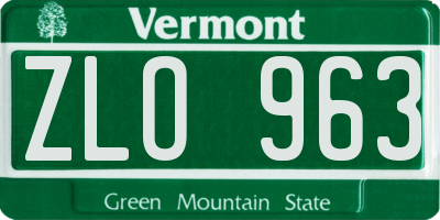 VT license plate ZLO963