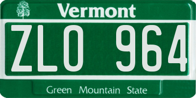 VT license plate ZLO964