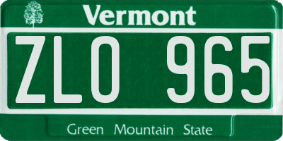 VT license plate ZLO965