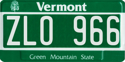 VT license plate ZLO966
