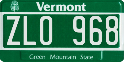 VT license plate ZLO968