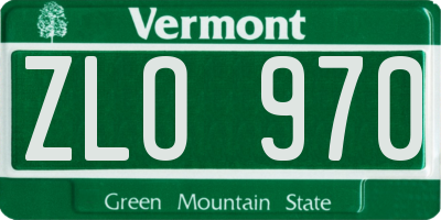 VT license plate ZLO970