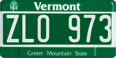 VT license plate ZLO973