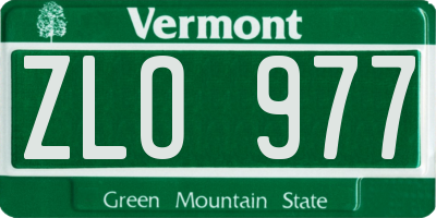 VT license plate ZLO977