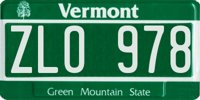 VT license plate ZLO978