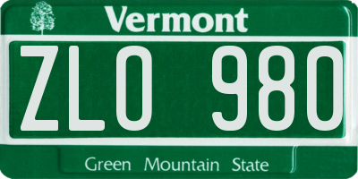 VT license plate ZLO980