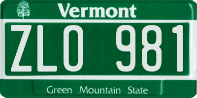 VT license plate ZLO981