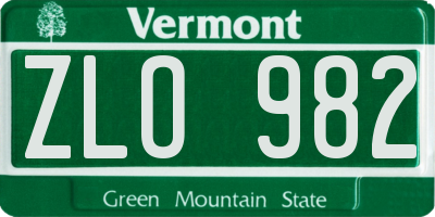 VT license plate ZLO982