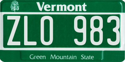 VT license plate ZLO983