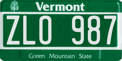 VT license plate ZLO987