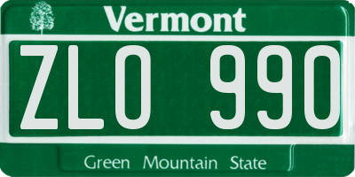 VT license plate ZLO990