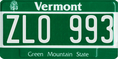 VT license plate ZLO993