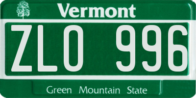 VT license plate ZLO996