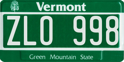 VT license plate ZLO998