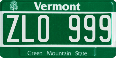VT license plate ZLO999
