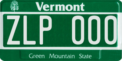 VT license plate ZLP000