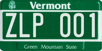 VT license plate ZLP001