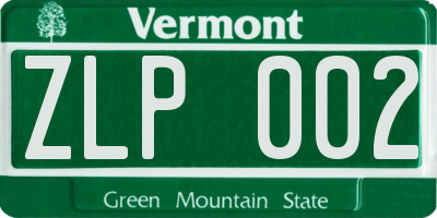 VT license plate ZLP002
