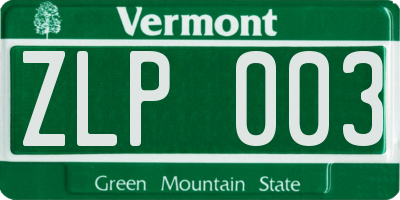 VT license plate ZLP003