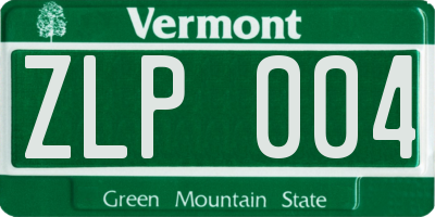 VT license plate ZLP004