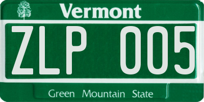 VT license plate ZLP005