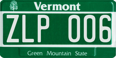 VT license plate ZLP006