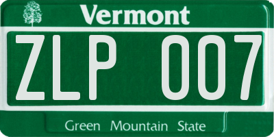 VT license plate ZLP007