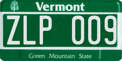VT license plate ZLP009
