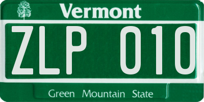 VT license plate ZLP010